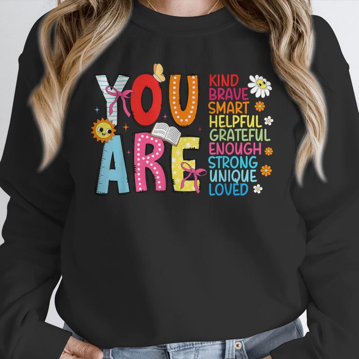 You Are Smart Brave Strong Kind Loved Motivation Teacher Kid Women Crewneck Sweatshirt, funny design You Are Smart Brave Strong Kind Loved Motivation Teacher Kid Women Crewneck Sweatshirt, funny design