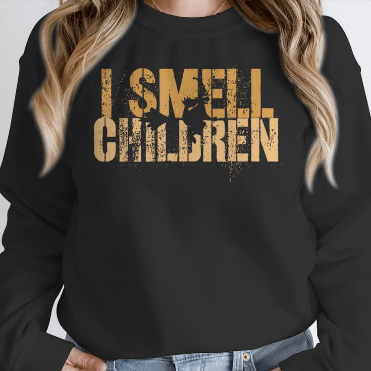 I SMELL CHILDREN Halloween Teacher Classroom I Teach Women Crewneck Sweatshirt, funny design