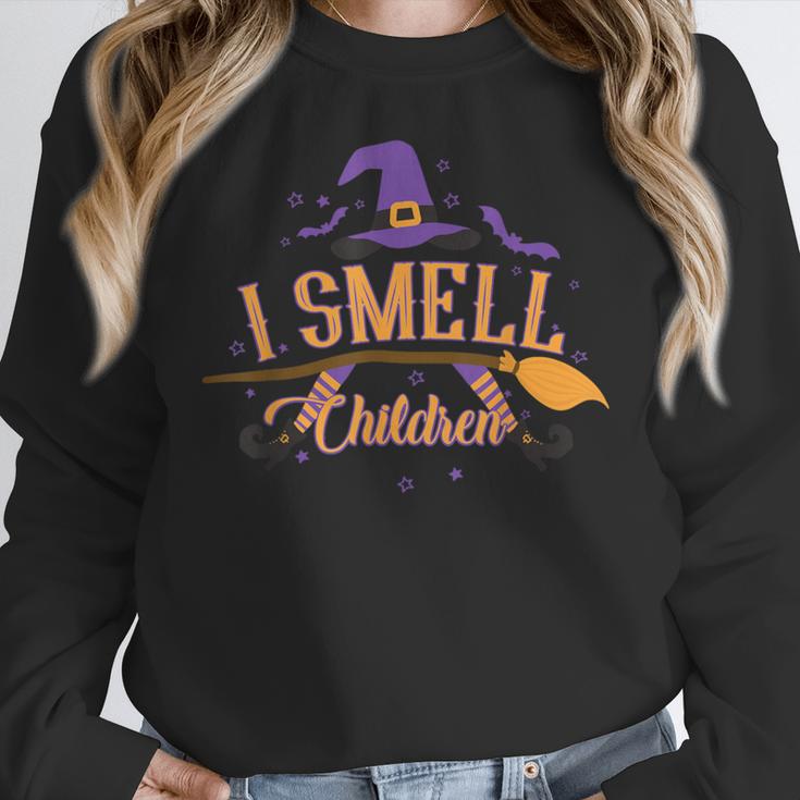 I Smell Children Wicked Cute Kindergarten Teacher Halloween Women Crewneck Sweatshirt, funny design