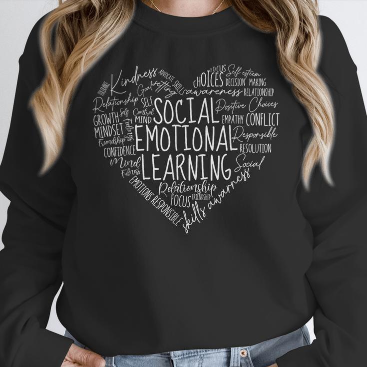 Social Emotional Learning Heart Counselor Teacher SEL Kind Women Crewneck Sweatshirt, funny design