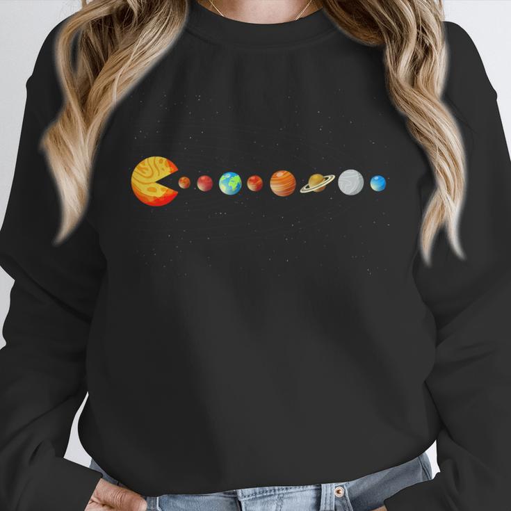 Solar System Teacher Video Games Sun Eating Planets Women Crewneck Sweatshirt, funny design Solar System Teacher Video Games Sun Eating Planets Women Crewneck Sweatshirt, funny design
