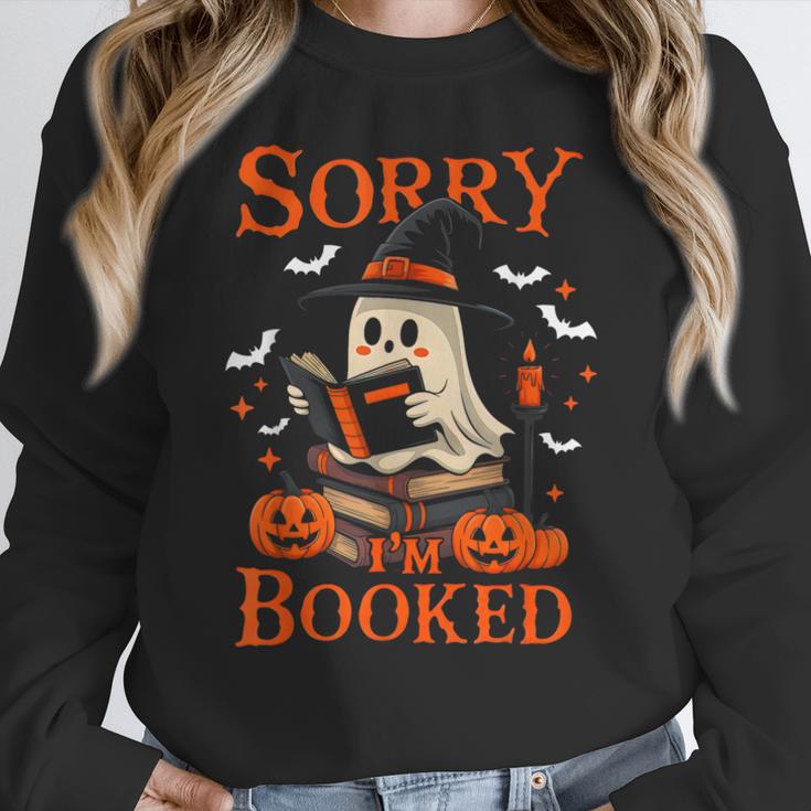 Sorry I'm Booked Ghost Reading Book Lover Teacher Halloween Women Crewneck Sweatshirt, funny design Sorry I'm Booked Ghost Reading Book Lover Teacher Halloween Women Crewneck Sweatshirt, funny design