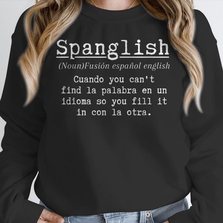 Spanglish Definition Spanish Teacher Bilingual Maestra Women Crewneck Sweatshirt, funny design Spanglish Definition Spanish Teacher Bilingual Maestra Women Crewneck Sweatshirt, funny design