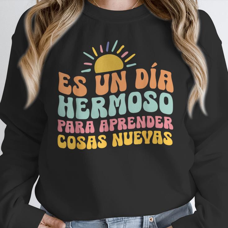 Spanish Multilingual Teacher Dual Languages Bilingual Women Crewneck Sweatshirt, funny design Spanish Multilingual Teacher Dual Languages Bilingual Women Crewneck Sweatshirt, funny design