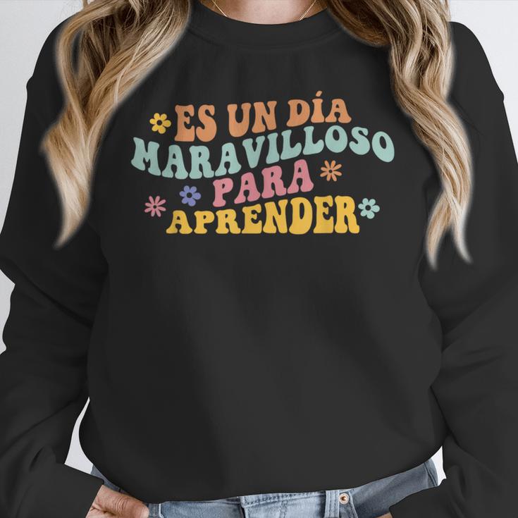 Spanish Teacher Dual Language Bilingual Teacher Cute Preppy Women Crewneck Sweatshirt, funny design