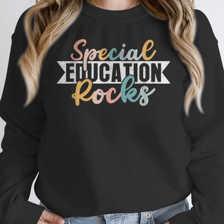Special Education Rocks Sped Teacher Students Back To School Women Crewneck Sweatshirt, funny design Special Education Rocks Sped Teacher Students Back To School Women Crewneck Sweatshirt, funny design