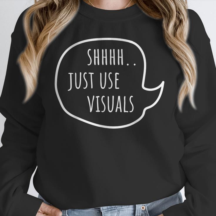Special Education Teacher- SPED Shhh Just Use Visuals For Men Women Women Crewneck Sweatshirt, funny design Special Education Teacher- SPED Shhh Just Use Visuals For Men Women Women Crewneck Sweatshirt, funny design
