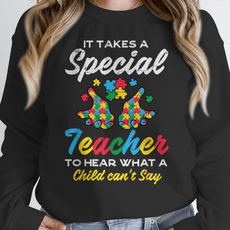 Special Teacher To Hear Child Cant Say Autism Awareness Sped Women Crewneck Sweatshirt, funny design