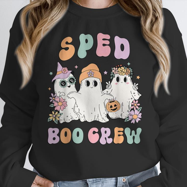 SPED Boo Crew Halloween Floral Ghost Special Ed SPED Teacher For Men Women Kids Women Crewneck Sweatshirt, funny design