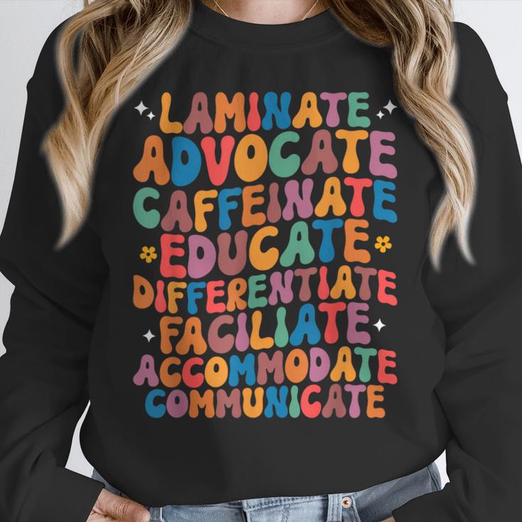 Sped Caffeinate Advocate Laminate Educate Teacher Men Women Kids Women Crewneck Sweatshirt, funny design