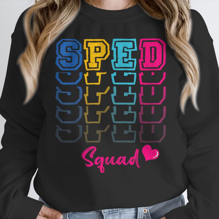 SPED Squad Proud Special Education Para Teacher Colorful Women Crewneck Sweatshirt, funny design SPED Squad Proud Special Education Para Teacher Colorful Women Crewneck Sweatshirt, funny design