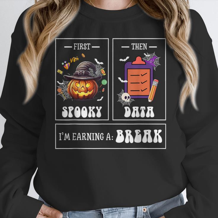 Sped Teacher Halloween First Spooky Then Data Sped Ed Team Women Crewneck Sweatshirt, funny design Sped Teacher Halloween First Spooky Then Data Sped Ed Team Women Crewneck Sweatshirt, funny design