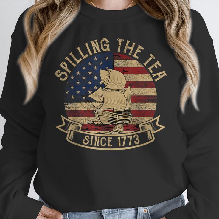 Spilling The Tea Since 1773 American History Teacher Vintage Women Crewneck Sweatshirt, History Teacher Gifts, funny design