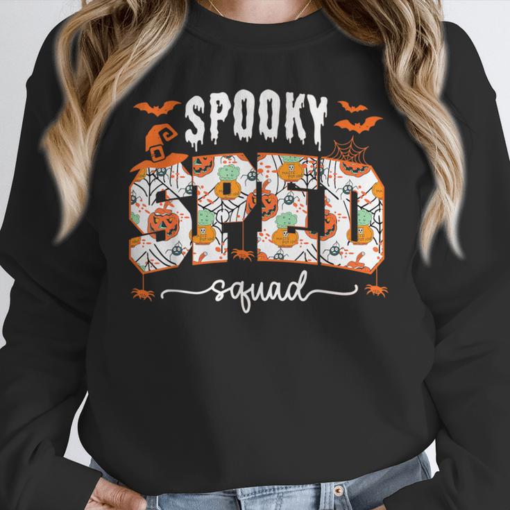 Spooky SPED Squad Special Education Teacher Halloween Ghost Women Crewneck Sweatshirt, funny design