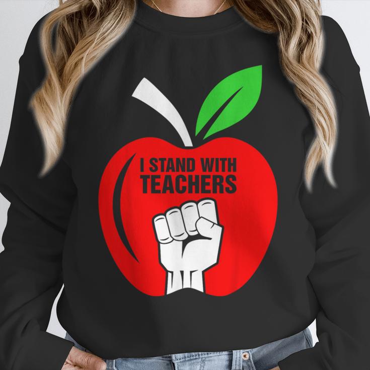 I Stand With Teachers Tshirt Women Crewneck Sweatshirt, funny design I Stand With Teachers Tshirt Women Crewneck Sweatshirt, funny design