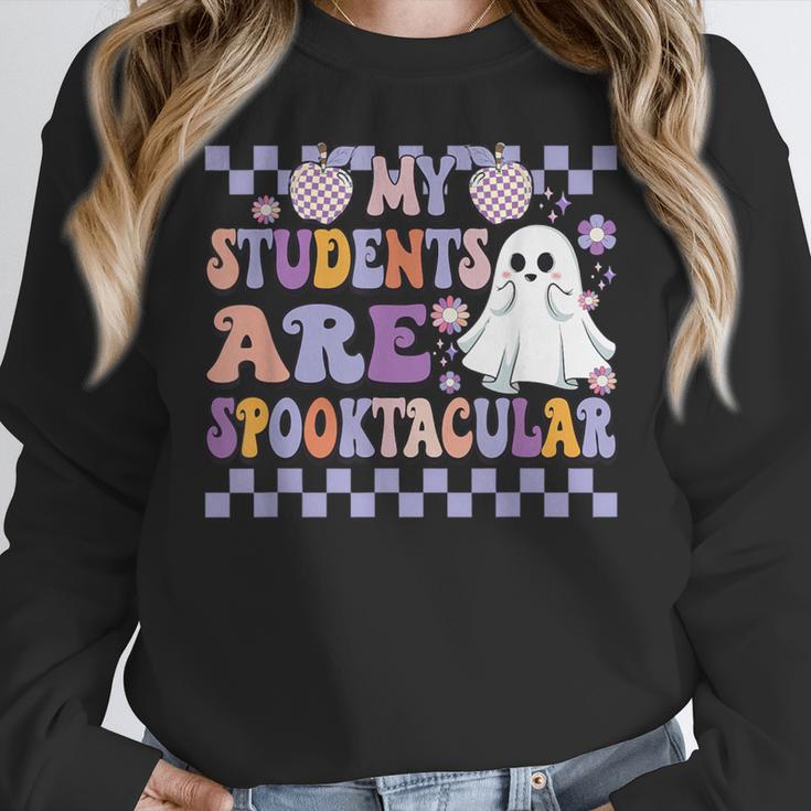 My Students Are Spooktacular Teacher Halloween Vibes Women Crewneck Sweatshirt, funny design My Students Are Spooktacular Teacher Halloween Vibes Women Crewneck Sweatshirt, funny design