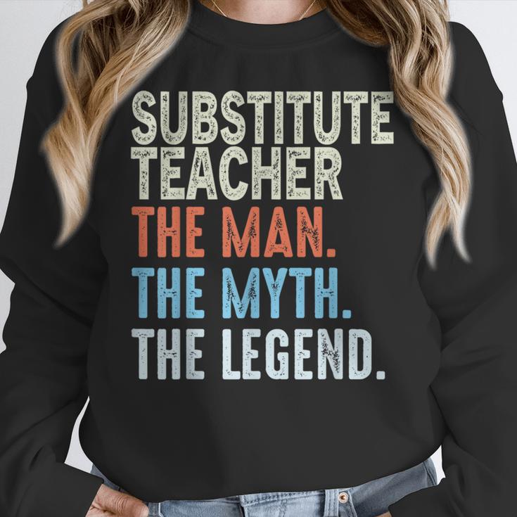 Substitute Teacher Man The Myth The Legend Appreciation Day Women Crewneck Sweatshirt, funny design Substitute Teacher Man The Myth The Legend Appreciation Day Women Crewneck Sweatshirt, funny design