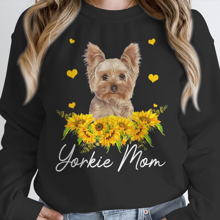 Sunflower Yorkie Mom Dog Lover Women Crewneck Sweatshirt, Mom Gifts, funny design