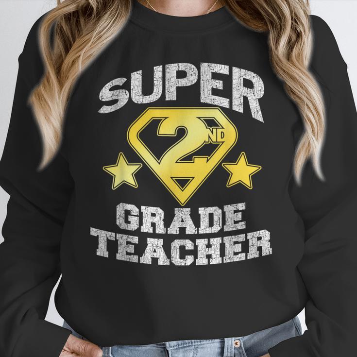 Super 2nd Grade Teacher Hero Women Crewneck Sweatshirt, Super Teacher Gifts, 2nd Grade Teacher Gifts, funny design