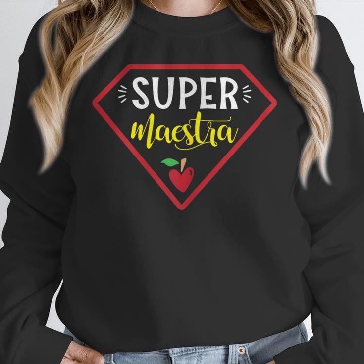 Super Heroe Maestra Espanol Spanish Super Teacher Women Crewneck Sweatshirt, Super Teacher Gifts, funny design