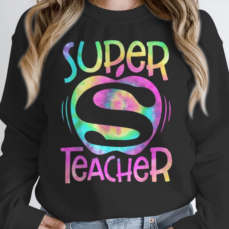 Super Teacher Back To School Apple Tie Dye First Day Women Crewneck Sweatshirt, Super Teacher Gifts, funny design Super Teacher Back To School Apple Tie Dye First Day Women Crewneck Sweatshirt, Super Teacher Gifts, funny design