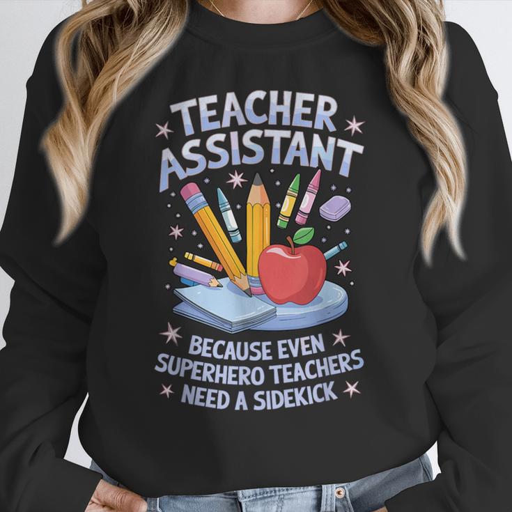Superhero Sidekick Teaching Teach School Teacher Assistant Women Crewneck Sweatshirt, funny design Superhero Sidekick Teaching Teach School Teacher Assistant Women Crewneck Sweatshirt, funny design