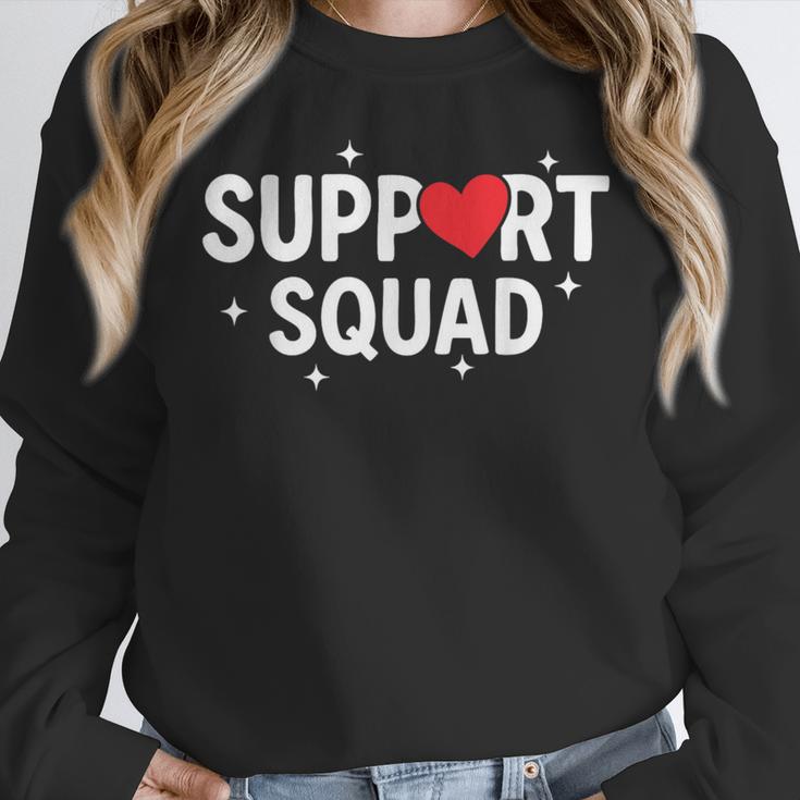 Support Squad Cute Heart Supportive Teacher Team Member Women Crewneck Sweatshirt, funny design