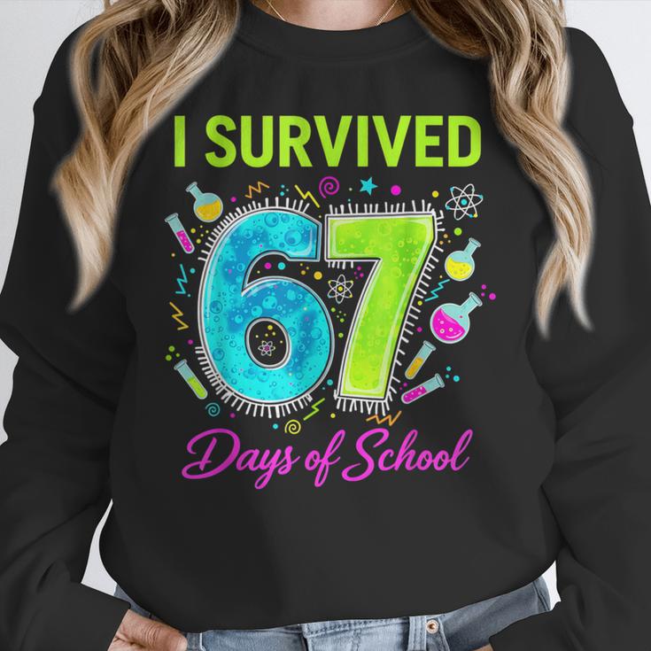 I Survived 67 Days Of School 67 Meme Science Teacher Women Crewneck Sweatshirt, Science Teacher Gifts, funny design I Survived 67 Days Of School 67 Meme Science Teacher Women Crewneck Sweatshirt, Science Teacher Gifts, funny design