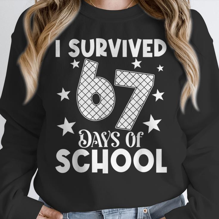I Survived 67 Days Of School Teachers Students Women Crewneck Sweatshirt, funny design