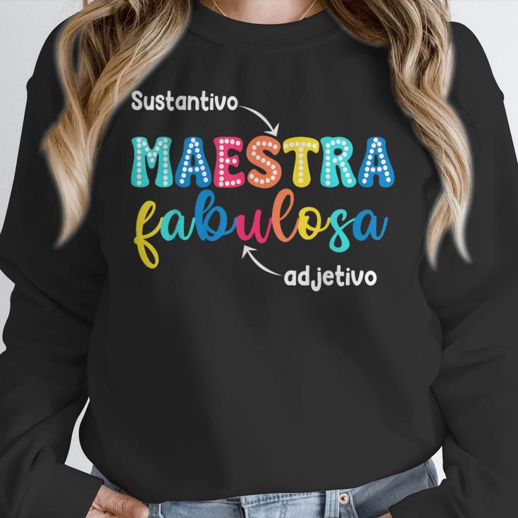 Sustantivo Maestra Fabulosa Adjetivo Spanish Teacher Women Crewneck Sweatshirt, funny design