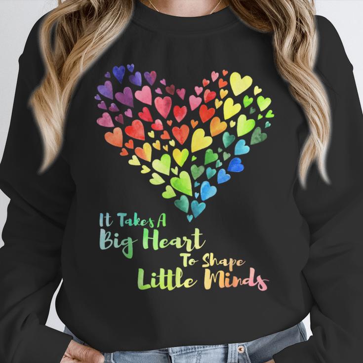 It Takes A Big Heart To Shape Little Minds Teacher Student Men Women Kids Women Crewneck Sweatshirt, funny design