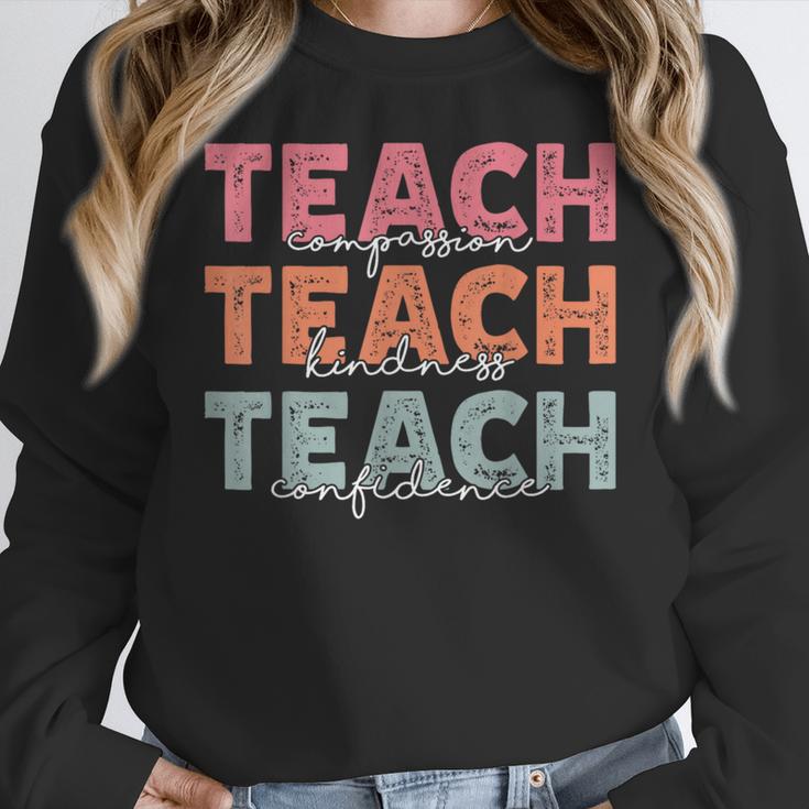 Teach Compassion Kindness Confidence For Teacher Women Crewneck Sweatshirt, funny design