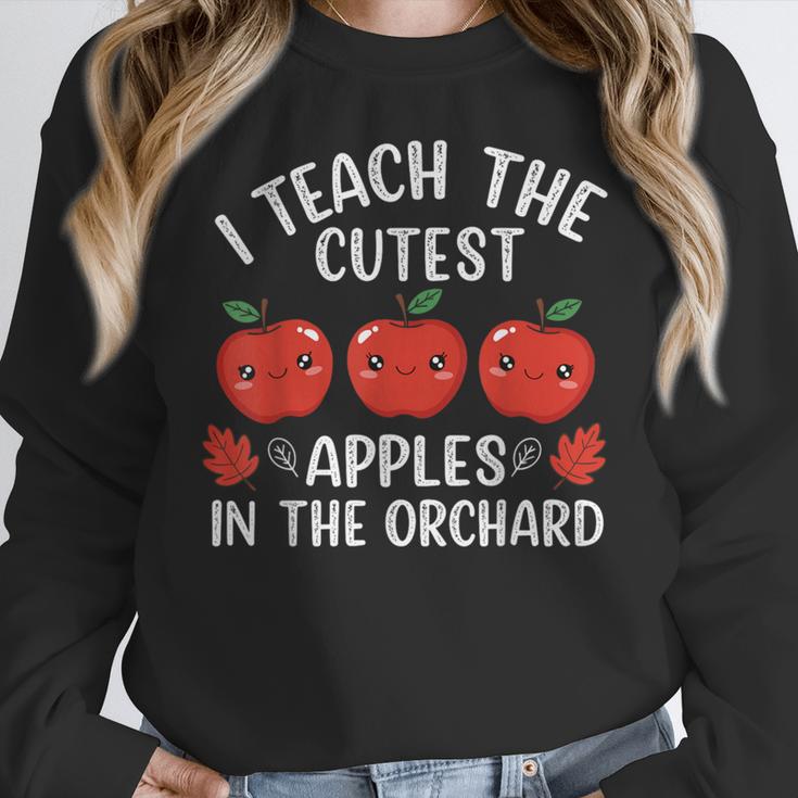 I Teach The Cutest Apples In The Orchard Cute Fall Teacher Women Crewneck Sweatshirt, funny design I Teach The Cutest Apples In The Orchard Cute Fall Teacher Women Crewneck Sweatshirt, funny design