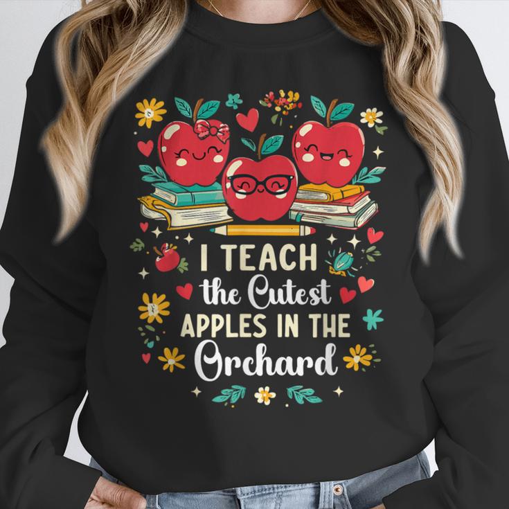 I Teach The Cutest Apples In The Orchard Cute Fall Teacher Women Crewneck Sweatshirt, funny design I Teach The Cutest Apples In The Orchard Cute Fall Teacher Women Crewneck Sweatshirt, funny design