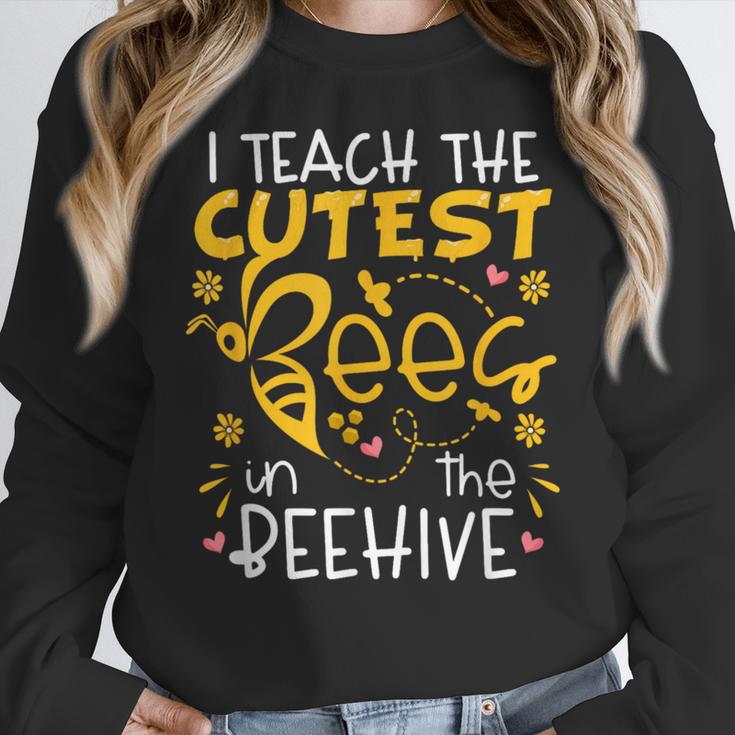 I Teach The Cutest Bees In The Beehive Teacher Women Crewneck Sweatshirt, funny design I Teach The Cutest Bees In The Beehive Teacher Women Crewneck Sweatshirt, funny design