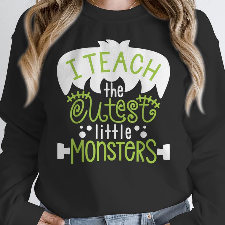 I Teach The Cutest Little Monsters Halloween Teacher Spooky Women Crewneck Sweatshirt, funny design I Teach The Cutest Little Monsters Halloween Teacher Spooky Women Crewneck Sweatshirt, funny design