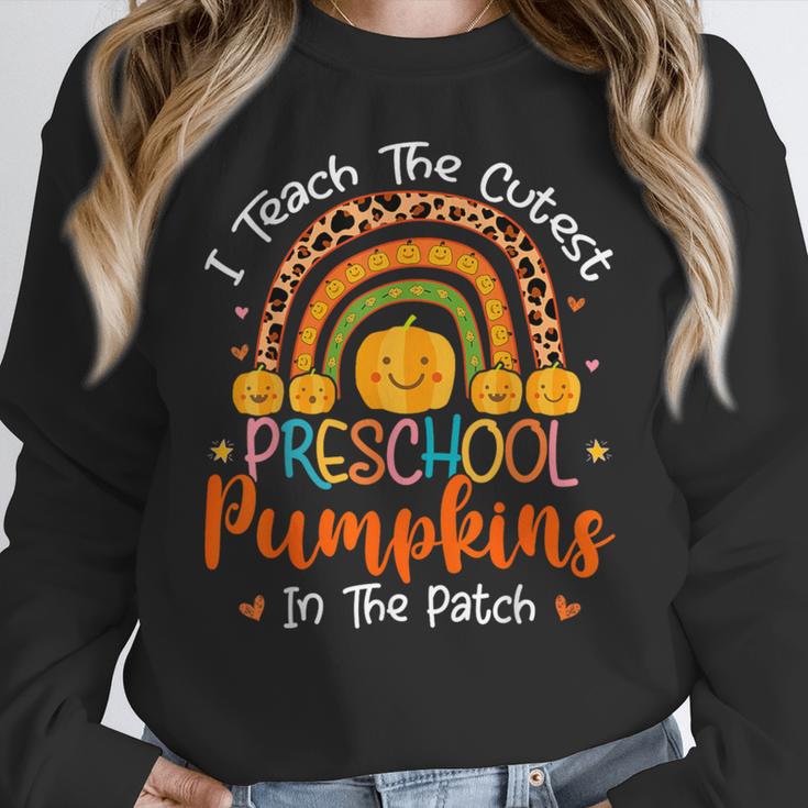 I Teach The Cutest Preschool Pumpkin Teacher Halloween For Men Women Kids Women Crewneck Sweatshirt, funny design