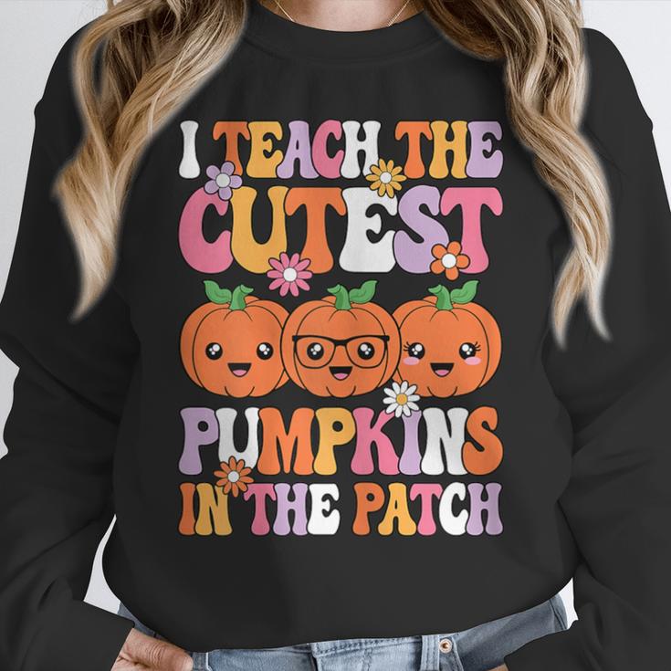 I Teach The Cutest Pumpkins Halloween Fall Teacher Women Women Crewneck Sweatshirt, funny design I Teach The Cutest Pumpkins Halloween Fall Teacher Women Women Crewneck Sweatshirt, funny design