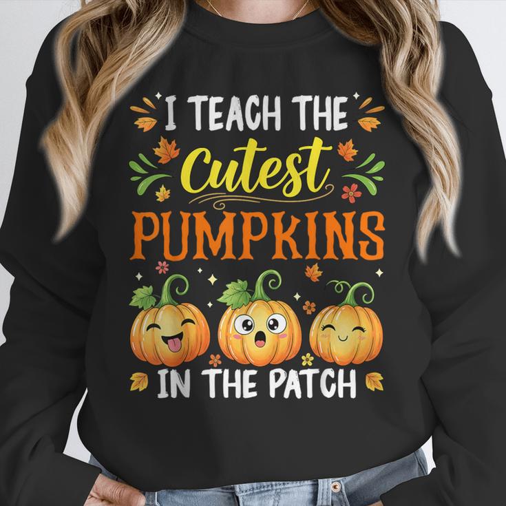 I Teach The Cutest Pumpkins Halloween Teacher Women Crewneck Sweatshirt, funny design I Teach The Cutest Pumpkins Halloween Teacher Women Crewneck Sweatshirt, funny design