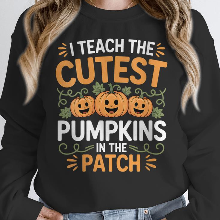I Teach The Cutest Pumpkins In The Patch Halloween Teacher Women Crewneck Sweatshirt, funny design I Teach The Cutest Pumpkins In The Patch Halloween Teacher Women Crewneck Sweatshirt, funny design