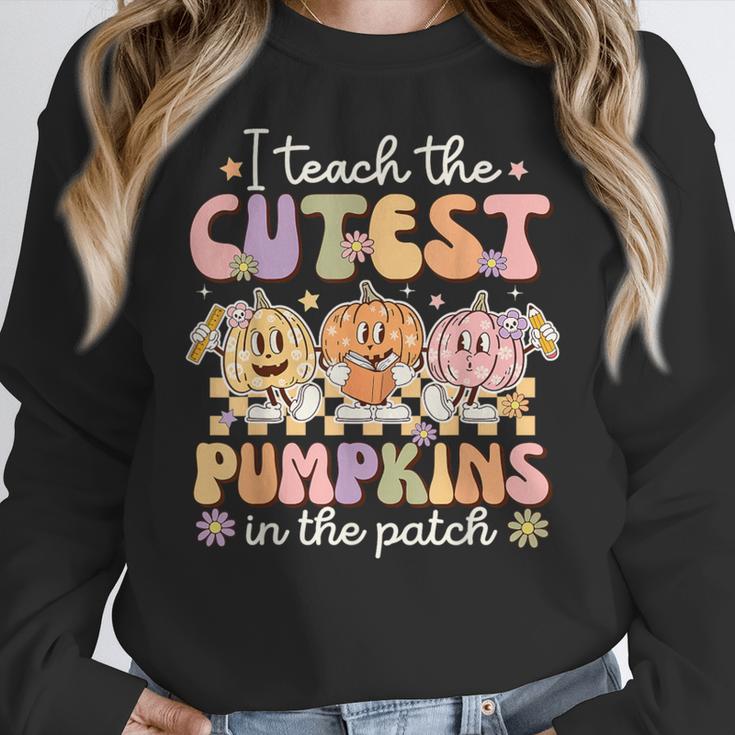 I Teach The Cutest Pumpkins In The Patch Teacher Retro Women Crewneck Sweatshirt, funny design I Teach The Cutest Pumpkins In The Patch Teacher Retro Women Crewneck Sweatshirt, funny design