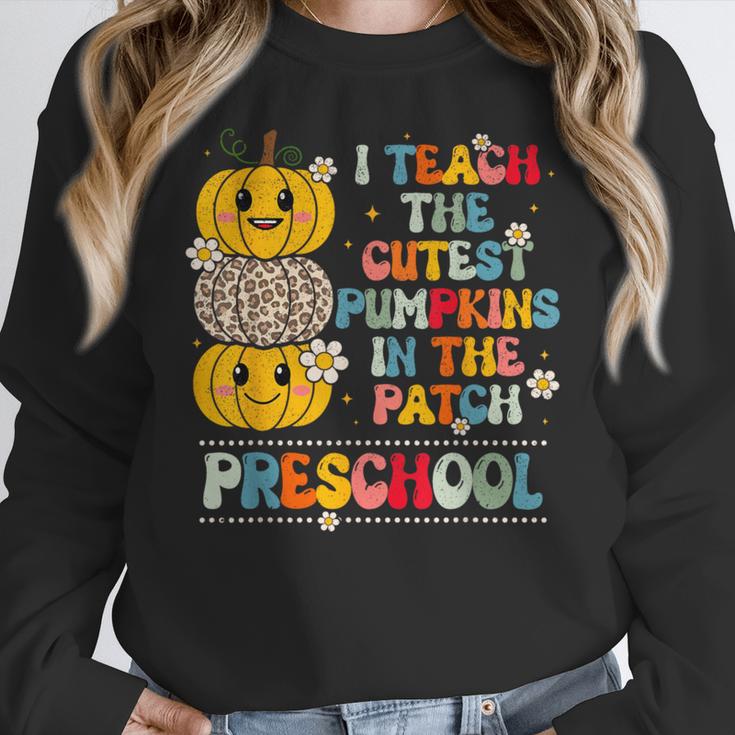 I Teach The Cutest Pumpkins Preschool Teacher Halloween Women Crewneck Sweatshirt, funny design I Teach The Cutest Pumpkins Preschool Teacher Halloween Women Crewneck Sweatshirt, funny design