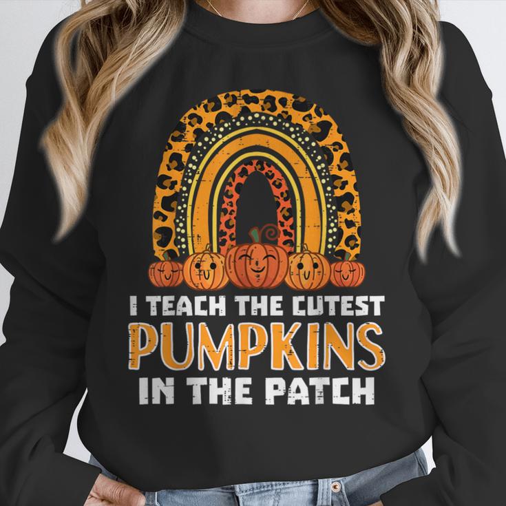 Teach Leopard Rainbow Cute Halloween Costume Teacher Women Women Crewneck Sweatshirt, funny design