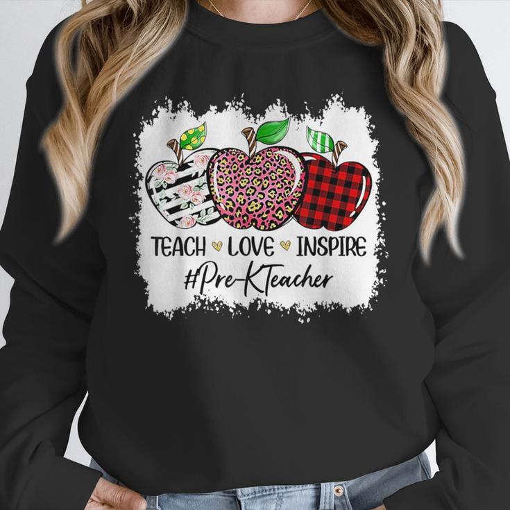 Teach Love Inspire Pre-k Teacher Apple Leopard Red Plain Women Crewneck Sweatshirt, funny design Teach Love Inspire Pre-k Teacher Apple Leopard Red Plain Women Crewneck Sweatshirt, funny design