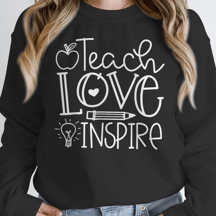 Teach Love Inspire Retro Teacher Kids Back To School Women Crewneck Sweatshirt, funny design Teach Love Inspire Retro Teacher Kids Back To School Women Crewneck Sweatshirt, funny design