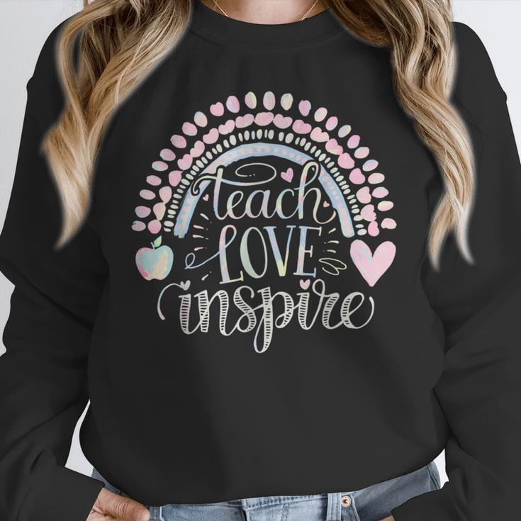 Teach Love Inspire Teacher Women Crewneck Sweatshirt, funny design