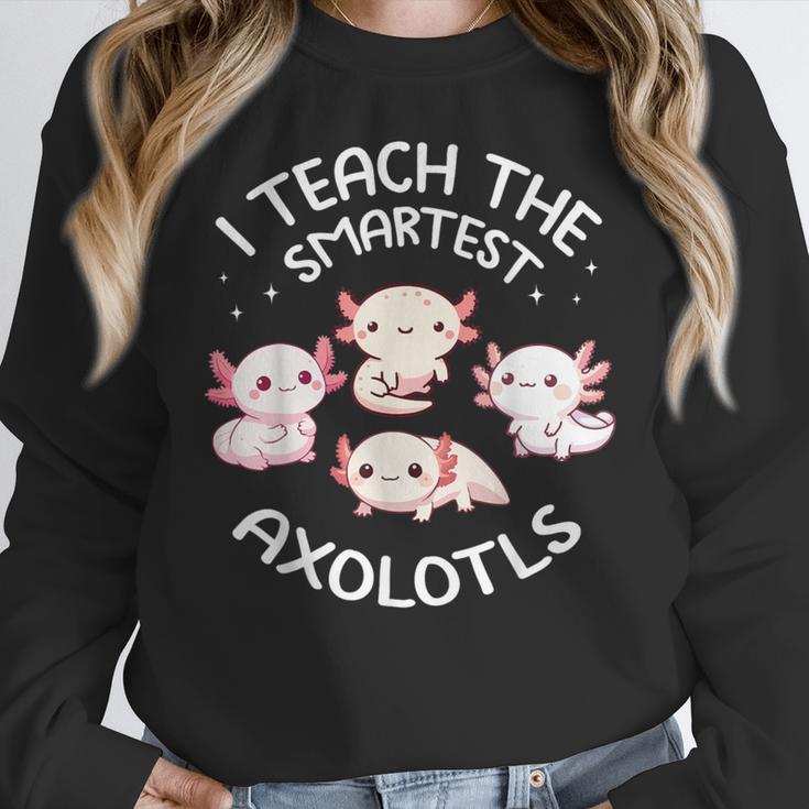 I Teach The Smartest Axolotls Cute Teacher Axolotl Women Crewneck Sweatshirt, funny design I Teach The Smartest Axolotls Cute Teacher Axolotl Women Crewneck Sweatshirt, funny design