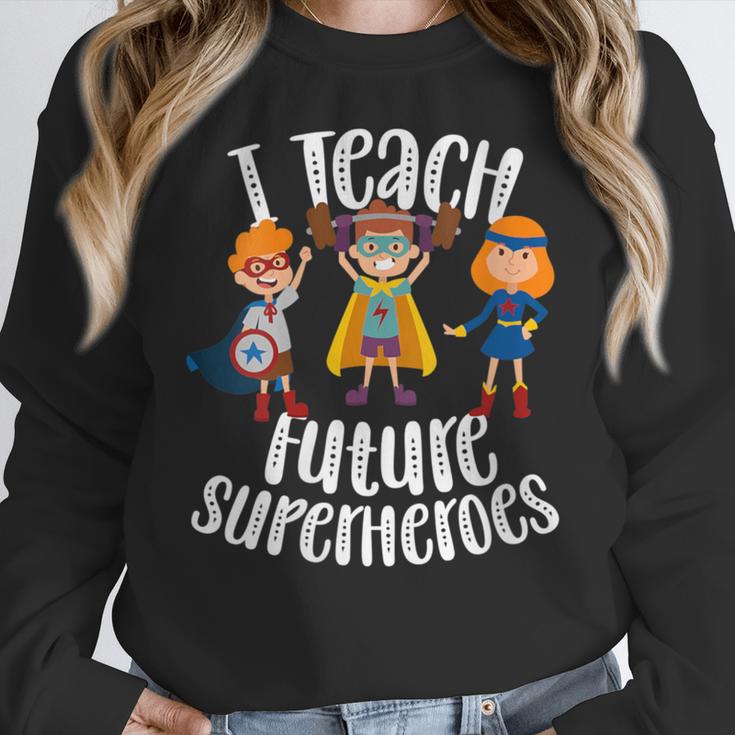 I Teach Superheroes Cute Back To School Teacher Women Crewneck Sweatshirt, funny design I Teach Superheroes Cute Back To School Teacher Women Crewneck Sweatshirt, funny design