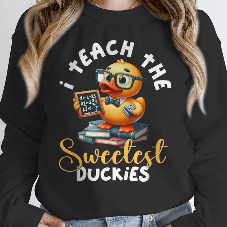 I Teach The Sweetest Duckies Teacher Rubber Duck Teaching Women Crewneck Sweatshirt, funny design