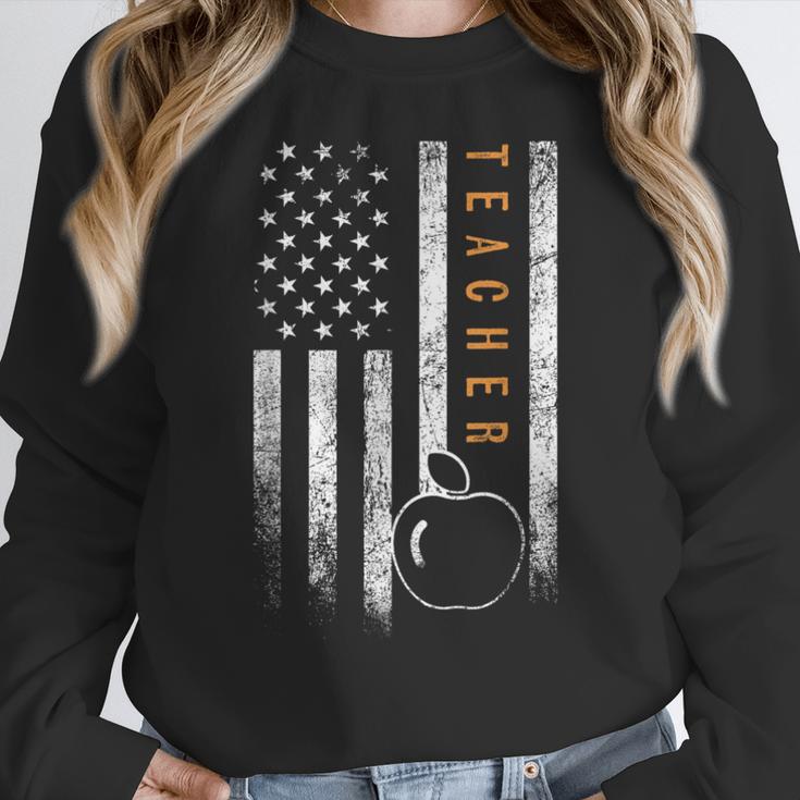 Teacher American Flag Teacher's Day Teaching Women Crewneck Sweatshirt, funny design Teacher American Flag Teacher's Day Teaching Women Crewneck Sweatshirt, funny design